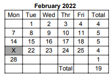 District School Academic Calendar for Terrace Elem School for February 2022