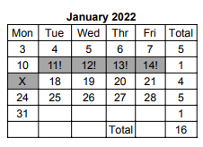 District School Academic Calendar for Plainfield Elem School for January 2022