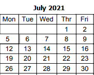 District School Academic Calendar for Cumberland Elem School for July 2021