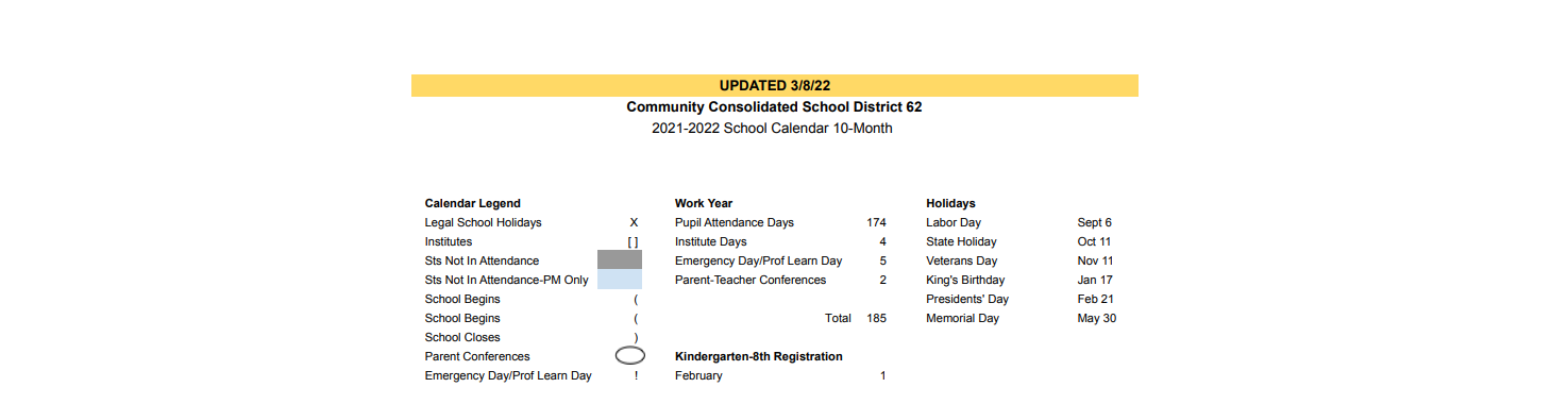 District School Academic Calendar Key for Chippewa Middle School