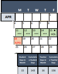 District School Academic Calendar for Hamilton Center Spec Ed At Hamilton School for April 2022