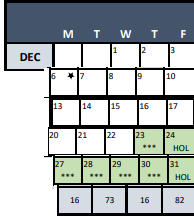 District School Academic Calendar for Correctional Detention for December 2021
