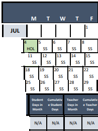 District School Academic Calendar for Hendley Es for July 2021