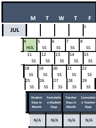 District School Academic Calendar for Hlth Hmn Serv Law & Legal Serv Academy At Eastern for July 2021