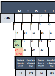 District School Academic Calendar for Raymond Es for June 2022