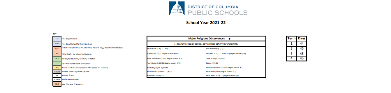District School Academic Calendar Key for Thurgood Marshall Ec