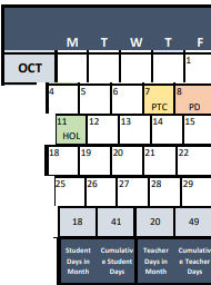 District School Academic Calendar for Barnard Es for October 2021