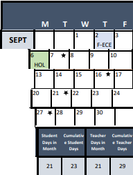 District School Academic Calendar for Watkins Es for September 2021