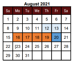 District School Academic Calendar for Capt D Salinas II Elementary for August 2021