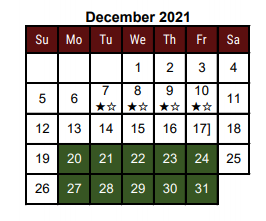 District School Academic Calendar for Capt D Salinas II Elementary for December 2021