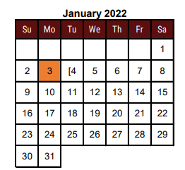 District School Academic Calendar for Solis Middle School for January 2022