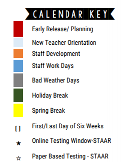 District School Academic Calendar Legend for Stainke Elementary