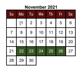 District School Academic Calendar for Guzman Elementary for November 2021