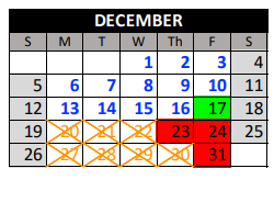 District School Academic Calendar for North Star Academy for December 2021