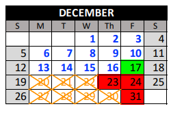 District School Academic Calendar for Cougar Run Elementary School for December 2021