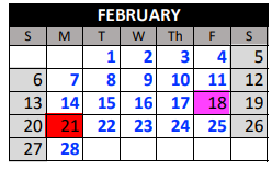 District School Academic Calendar for American Academy At Castle Pines Charter for February 2022