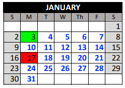 District School Academic Calendar for Rock Canyon High School for January 2022