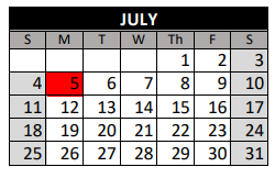 District School Academic Calendar for Heritage Elementary School for July 2021