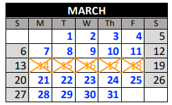 District School Academic Calendar for Franktown Elementary School for March 2022