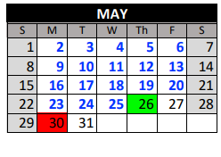 District School Academic Calendar for Cougar Run Elementary School for May 2022