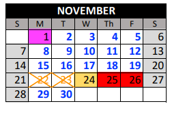 District School Academic Calendar for Trailblazer Elementary School for November 2021