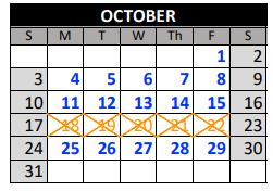 District School Academic Calendar for Rock Canyon High School for October 2021