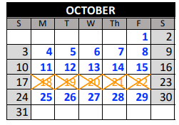 District School Academic Calendar for Sagewood Middle School for October 2021