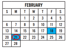 District School Academic Calendar for Walnut Springs Elementary School for February 2022