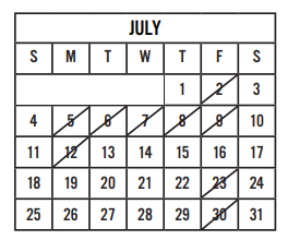 District School Academic Calendar for Rooster Springs El for July 2021