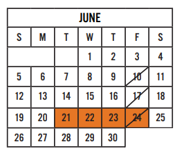 District School Academic Calendar for Walnut Springs Elementary School for June 2022