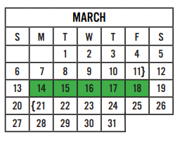 District School Academic Calendar for Walnut Springs Elementary School for March 2022