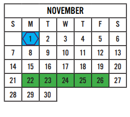 District School Academic Calendar for Dripping Springs H S for November 2021
