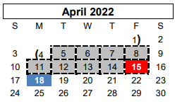 District School Academic Calendar for Green Acres El for April 2022