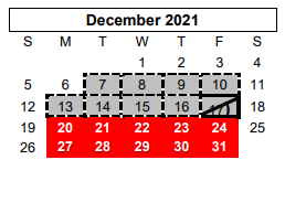 District School Academic Calendar for Green Acres El for December 2021