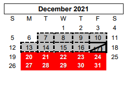 District School Academic Calendar for C H A M P S for December 2021