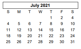 District School Academic Calendar for C H A M P S for July 2021