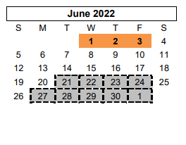 District School Academic Calendar for Sunset El for June 2022