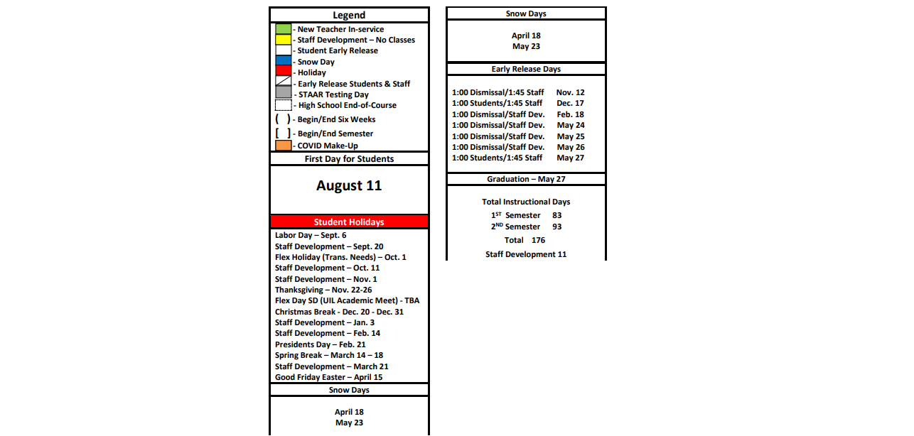 District School Academic Calendar Key for Dumas High School