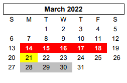 District School Academic Calendar for C H A M P S for March 2022