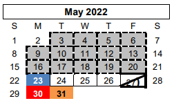 District School Academic Calendar for Sunset El for May 2022