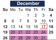 District School Academic Calendar for Reed Middle School for December 2021