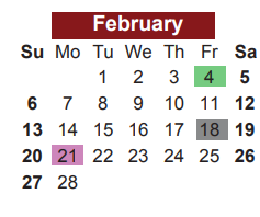 District School Academic Calendar for Central Elementary for February 2022