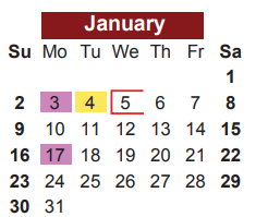 District School Academic Calendar for Hyman Elementary for January 2022