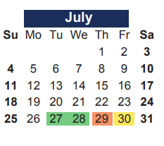 District School Academic Calendar for Grace R Brandenburg Intermediate for July 2021