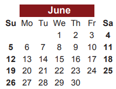 District School Academic Calendar for Reed Middle School for June 2022