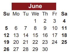 District School Academic Calendar for Bilhartz Jr Elementary for June 2022