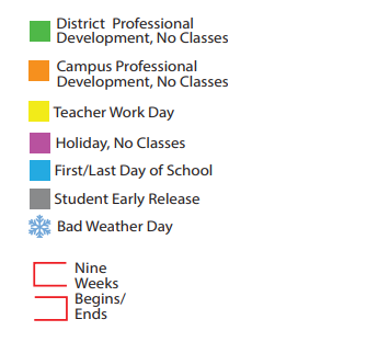 District School Academic Calendar Legend for Bilhartz Jr Elementary
