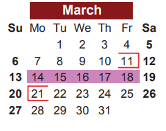 District School Academic Calendar for Grace R Brandenburg Intermediate for March 2022