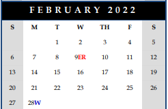 District School Academic Calendar for Brogden Middle for February 2022