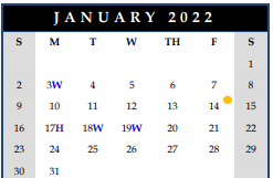 District School Academic Calendar for W G Pearson Elementary for January 2022